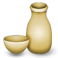 Sake-Flasche und Becher