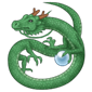 Dragón verde en un remolino