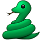 Serpente verde con la lingua fuori